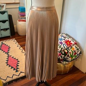 A.L.C. Metallic Pleated Skirt in Gold